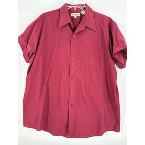Haband Mens Short Sleeve‎ Button Up Shirt Red Size 16 1/2 Casual Top